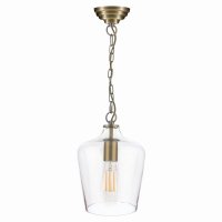 Laura Ashley Ockley Single Pendant Antique Brass and Champagne Glass