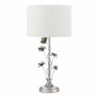 Laura Ashley Lyndale Table Lamp Distressed Silver Leaf and Cream with Shade