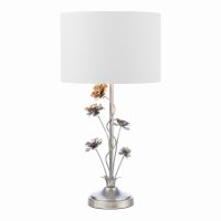 Laura Ashley Lyndale Table Lamp Distressed Silver Leaf and Cream with Shade