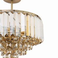 Laura Ashley Vienna 3 Light Semi-Flush Ceiling Light Champagne Crystal and Antique Brass