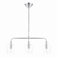 Laura Ashley Ockley 3 Light Bar Pendant Polished Chrome and Glass