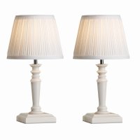 Laura Ashley Tate Twin Pack Table Lamp Distressed Wood with Shade