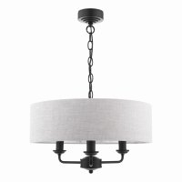 Laura Ashley Sorrento 3 Light Shadelier Matt Black and Natural with Shade