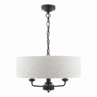 Laura Ashley Sorrento 3 Light Shadelier Matt Black and Natural with Shade