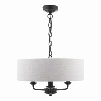 Laura Ashley Sorrento 3 Light Shadelier Matt Black and Natural with Shade