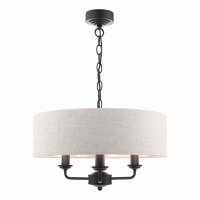 Laura Ashley Sorrento 3 Light Shadelier Matt Black and Natural with Shade