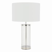 Laura Ashley Harrington Large Table Lamp Polished Nickel and Glass with Shade