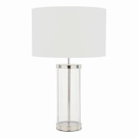 Laura Ashley Harrington Large Table Lamp Polished Nickel and Glass with Shade