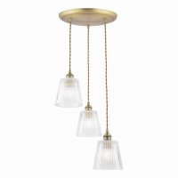 Laura Ashley Callaghan 3 Light Pendant Antique Brass and Glass