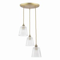 Laura Ashley Callaghan 3 Light Pendant Antique Brass and Glass