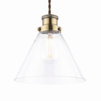 Laura Ashley Isaac Easy Fit Pendant Antique Brass and Glass
