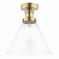 Laura Ashley Isaac Semi-Flush Antique Brass and Glass