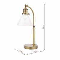 Laura Ashley Isaac Desk Lamp Antique Brass and Glass