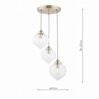 Laura Ashley Whitham 3 Light Cluster Pendant Antique Brass and Glass