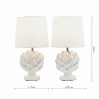 Laura Ashley Artichoke Twin Pack Table Lamp White with Shade