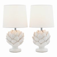 Laura Ashley Artichoke Twin Pack Table Lamp White with Shade