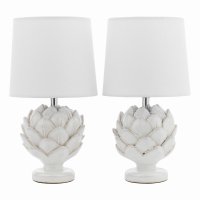 Laura Ashley Artichoke Twin Pack Table Lamp White with Shade