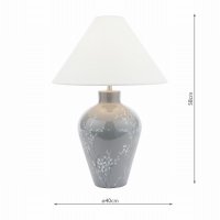 Laura Ashley Pussywillow Table Lamp Grey Ceramic and Polished Nickel with Shade