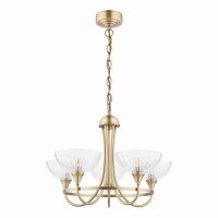 Laura Ashley Wellham 5 Light Armed Pendant Antique Brass and Glass