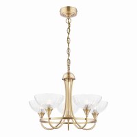 Laura Ashley Wellham 5 Light Armed Pendant Antique Brass and Glass
