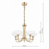 Laura Ashley Wellham 5 Light Armed Pendant Antique Brass and Glass