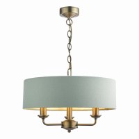 Laura Ashley Sorrento 3 Light Shadelier Matt Antique Brass and Green with Shade