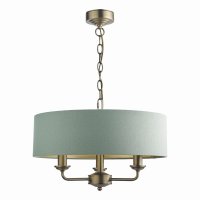 Laura Ashley Sorrento 3 Light Shadelier Matt Antique Brass and Green with Shade