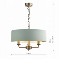 Laura Ashley Sorrento 3 Light Shadelier Matt Antique Brass and Green with Shade