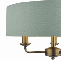 Laura Ashley Sorrento 3 Light Shadelier Matt Antique Brass and Green with Shade