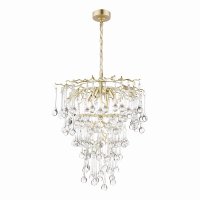 Laura Ashley Willow 4 Light Pendant Satin Champagne and Crystal