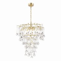Laura Ashley Willow 4 Light Pendant Satin Champagne and Crystal