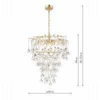 Laura Ashley Willow 4 Light Pendant Satin Champagne and Crystal