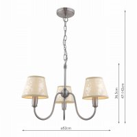 Laura Ashley Westbourne 3 Light Armed Pendant Polished Pewter with Shade