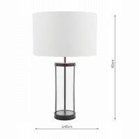 Laura Ashley Harrington Large Table Lamp Matt Black and Glass with Shade