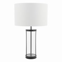 Laura Ashley Harrington Large Table Lamp Matt Black and Glass with Shade