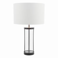 Laura Ashley Harrington Large Table Lamp Matt Black and Glass with Shade