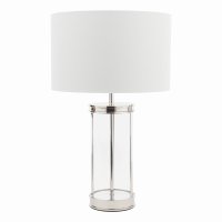 Laura Ashley Harrington Small Table Lamp Polished Nickel and Glass with Shade