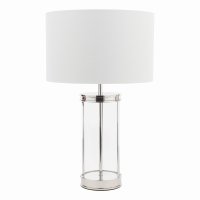 Laura Ashley Harrington Small Table Lamp Polished Nickel and Glass with Shade