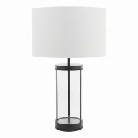 Laura Ashley Harrington Small Table Lamp Matt Black and Glass with Shade
