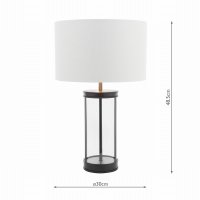 Laura Ashley Harrington Small Table Lamp Matt Black and Glass with Shade