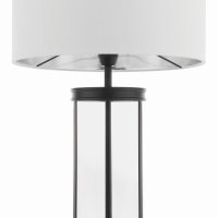 Laura Ashley Harrington Small Table Lamp Matt Black and Glass with Shade