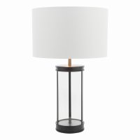 Laura Ashley Harrington Small Table Lamp Matt Black and Glass with Shade