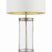 Laura Ashley Harrington Small Table Lamp Antique Brass and Glass with Shade