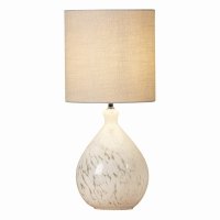 Laura Ashley Confetti Table Lamp White Art Glass and Silver with Shade