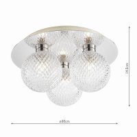 Laura Ashley Prague 3lt Flush Bathroom Light Glass Polished Chrome IP44