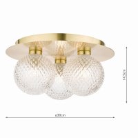 Laura Ashley Prague 3lt Flush Bathroom Light Glass Satin Brass IP44