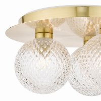 Laura Ashley Prague 3lt Flush Bathroom Light Glass Satin Brass IP44