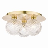 Laura Ashley Prague 3lt Flush Bathroom Light Glass Satin Brass IP44