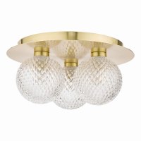 Laura Ashley Prague 3lt Flush Bathroom Light Glass Satin Brass IP44