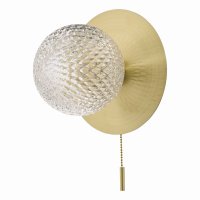 Laura Ashley Prague Bathroom Wall Light Glass Satin Brass IP44